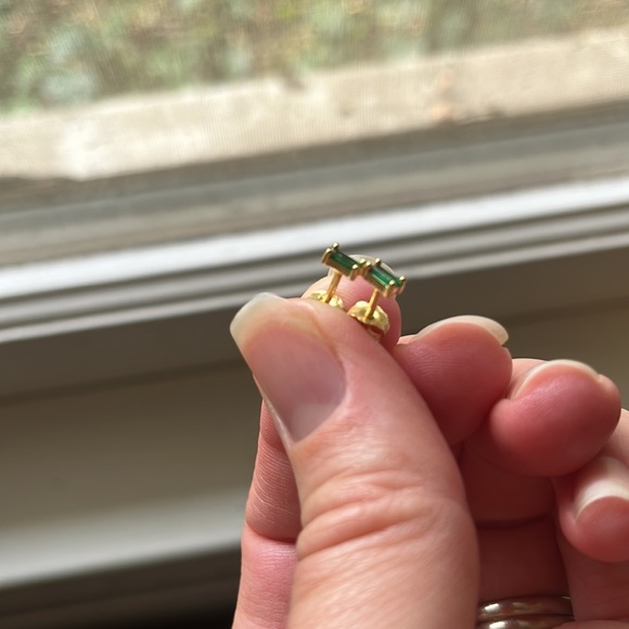 Emerald Stud Earrings - Picture 2 of 2